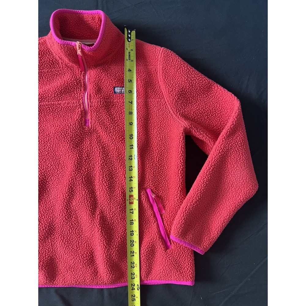 Vineyard Vines Women Red And Pink Pullover 1/4 Zip Sherpa Sweater Size Small - Picture 3 of 10
